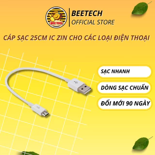 Cáp sạc ngắn 20cm IC zin, dây sạc dự phòng hỗ trợ truyền dữ liệu chân dẹt cho Táo/ microusb / type c - Beetech