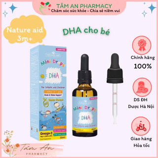 DHA nhỏ giọt vị chanh Mini Drops Natures Aid cho bé từ 3 tháng tuổi