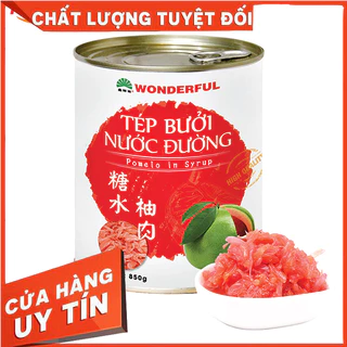 Tép bưởi hồng đường nước Wonderful lon 870g - Vạn Đắc Lợi - Freeship