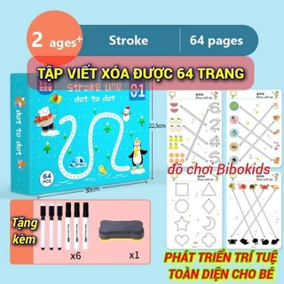 Tập tô vẽ thông minh, tập viết xóa được 64 trang - Đồ chơi Giáo dục toàn diện Montessori cho bé