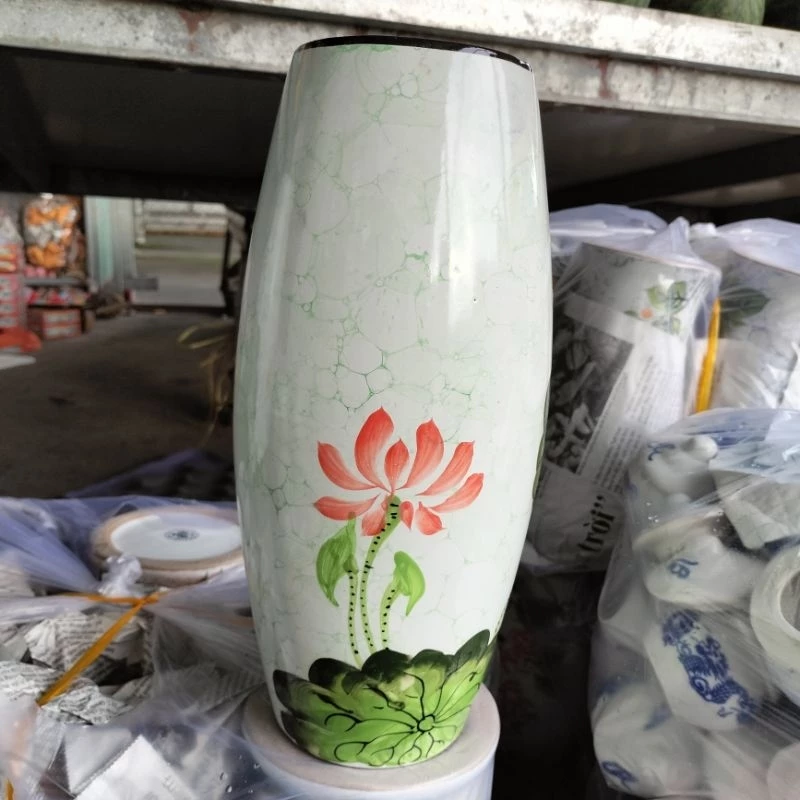 Bình hoa gốm sứ Bát Tràng dáng bom vẽ hoạ tiết /Lọ hoa decor trang trí - Nhang Đèn Nga Nguyễn