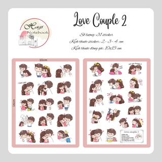 Sticker cặp đôi dễ thương trang trí sổ tay, nhãn dán ngày valentine thích hợp trang trí sổ dán ảnh, scrapbook