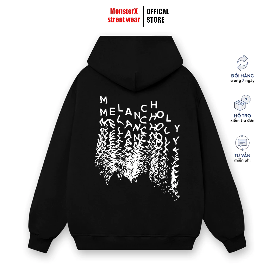 Áo hoodie nỉ bông Monster X Street Melancholy nam nữ form rộng thu đông Local Brand