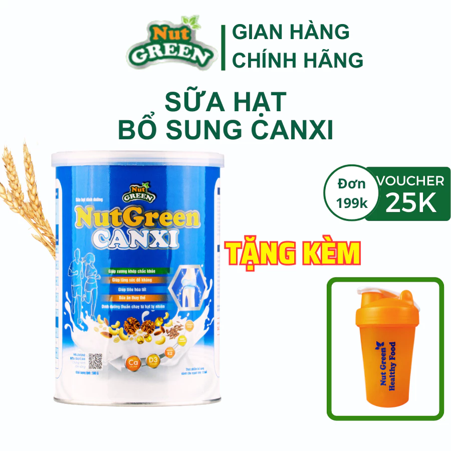 Sữa Hạt Bổ Sung Canxi Nano Hữu Cơ NUTGREEN Mix Từ 30 Loại Siêu Hạt Dinh Dưỡng Hộp 500 Gram
