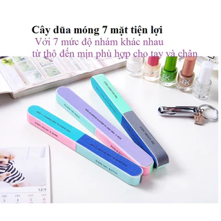 Que Dũa Móng Tay 7 Mặt Chà Nhám và Đánh Bóng Móng Siêu Tiện Lợi-Thanh dũa móng tay làm nail chuyên dụng