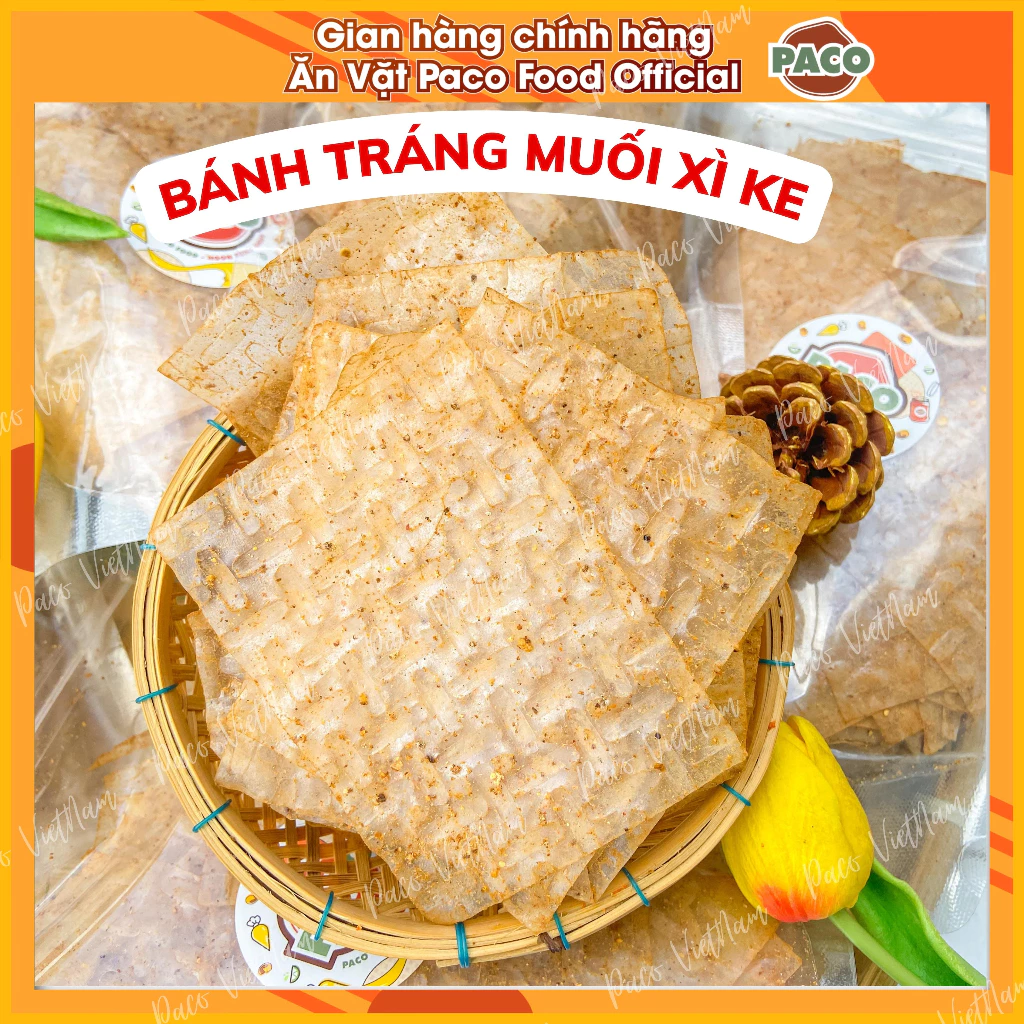 bánh tráng muối nhuyễn xì ke cay món ăn hot hit túi zip PACO FOOD 100g/500g