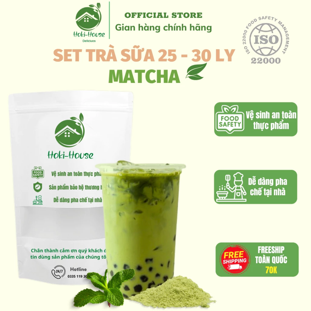 Set trà sữa tự pha matcha 25 30 ly nguyên liệu trà sữa Hoki House