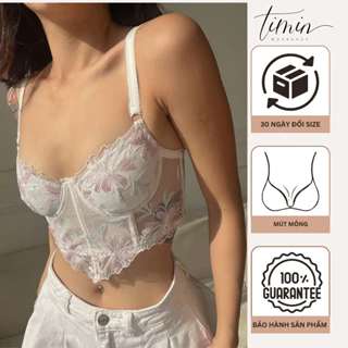 TM15 Áo Lót Corset Ren Thêu Có Gọng Mút Thiết Kê TIMIN WORKSHOP