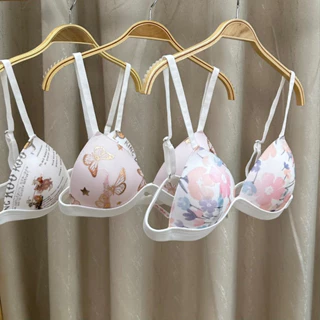 Áo lót bralette mút liền vải lưới hoạ tiết dễ thương