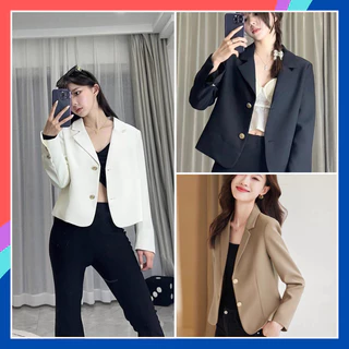 Áo vest croptop nữ dáng công sở hàn quốc áo khoác blazer nữ dáng ngắn 2 lớp cao cấp AK02 dễ phối đồ mặc đi làm