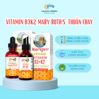 Vitamin D3K2 Mary Ruth dạng giọt / xịt hữu cơ thuần chay cho bé từ sơ sinh 30ml