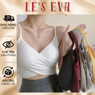 Áo Bra Thun tăm Croptop bắt chéo ngực siêu xinh có mút tạo form ngực co giãn mềm mịn CT04 - LESEVA STORE