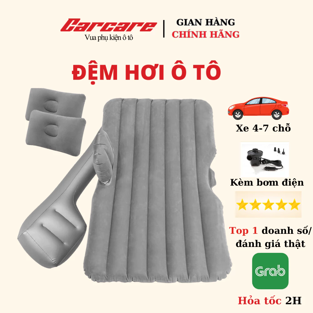 Đệm hơi ô tô loại 1 to dày -  Nệm hơi ô tô cao cấp tặng kèm bơm điện, gối, miếng vá dự phòng