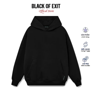 Áo hoodie TRƠN nỉ bông BLACK OF EXIT Basic nam nữ form rộng thu đông Local Brand