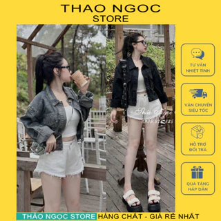 Áo khoác jean nữ tay dài form lửng 2 túi kiểu hàng chuẩn! (có sẳn, hình thật) THẢO NGỌC STORE