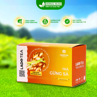 Trà Gừng Sả Lado Tea Ladophar giúp giữ ấm cơ thể ngừa cảm cúm Hộp 20 Túi Lọc