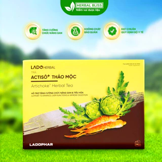 Trà Atiso + Thảo Mộc Ladophar Trà túi lọc atiso Đà Lạt giải độc gan, tăng cường chức năng gan Hộp 100 túi lọc