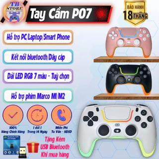 Tay Cầm Chơi Game P07 - LED RGB - Kết Nối Bluetooth, Dây TypeC hỗ trợ PC/Laptop/Smart Phone