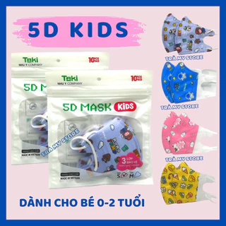 Set 50 chiếc Khẩu Trang Lụa 5D Taki Hoạ Tiết Cho Bé dưới 2 tuổi