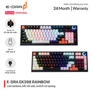 Bàn phím gaming, bàn phím máy tính cơ chơi game E-dra EK398 Beta / E-dra EK398 Alpha Blue /Brown /Red Switch