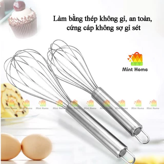 Dụng cụ đánh trứng cầm tay, Cây phới lồng tròn đánh trứng, khuấy trộn bột, đánh bông kem bơ bằng thép không gỉ inox