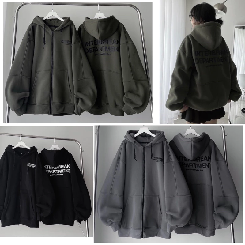 [ẢNH THẬT-CÓ SẴN] Áo Khoác Nỉ Hoodie Zip INTERBREAK Nhiều Màu Form Rộng Unisex Nam Nữ - Áo Hoodie dây kéo Jaystoree 🖤