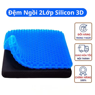 Đệm ngồi 3D silicon 2 lớp thoáng khí chống đau mỏi lưng - Đệm gel tổ ong đàn hồi lót ghế văn phòng, ô tô