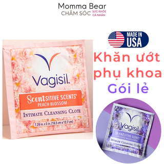 [Gói lẻ] Khăn ướt vệ sinh vùng kín Vagisil, khăn giấy ướt phụ khoa, vệ sinh phụ nữ, khử mùi vùng kín