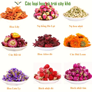 100G- Trà thảo mộc hoa khô tổng hợp hoa cúc hồng atiso đậu biếc nhài kỉ tử táo lát la hán long nhãn lưu ly