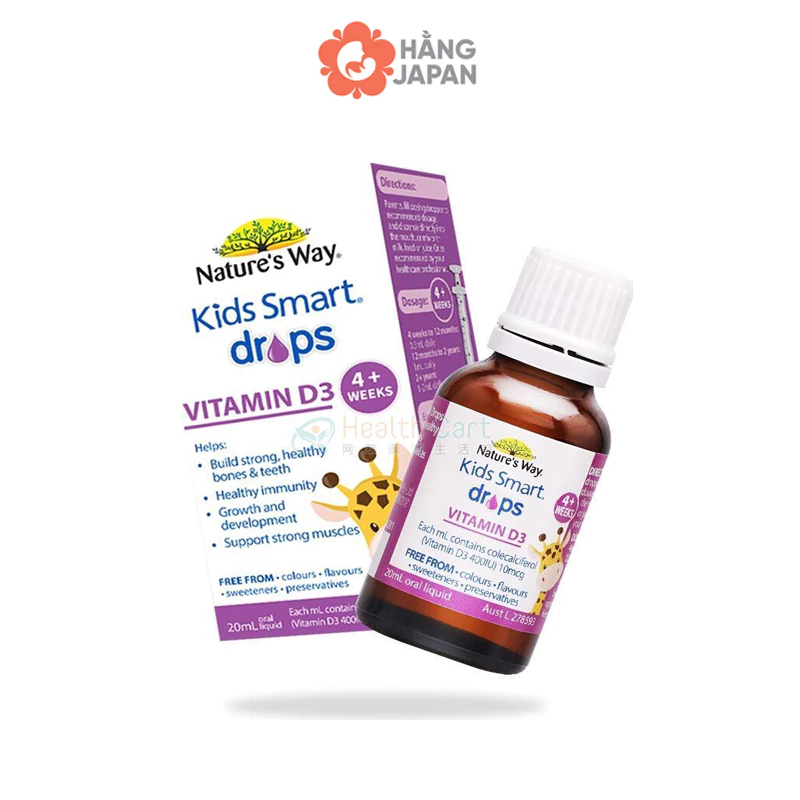 Siro Uống Nature's Way Kids Smart Infant Drops VD3 Bổ Sung Vitamin D Cho Bé Hỗ Trợ Hấp Thu Canxi 10ml