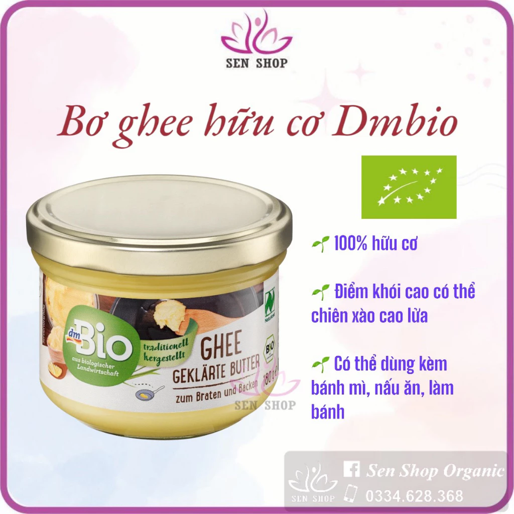 Bơ Ghee Hữu Cơ EnerBio và DmBio - Đức - 180gr