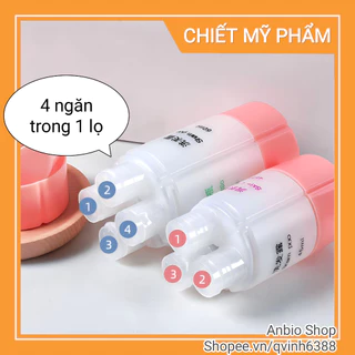 Bộ chiết mỹ phẩm 4 ngăn trong 1, chiết dầu gội, sữa tắm, sữa rửa mặt du lịch