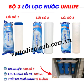 Bộ 3 lõi lọc nước Unilife 1,2,3 dùng cho máy lọc nước RO