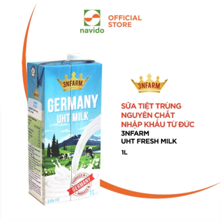 HSD 4/2025 | (THỬ NGAY) 3NFARM UHT Fresh Milk - Sữa tiệt trùng nguyên chất nhập khẩu từ Đức - Hộp 1L