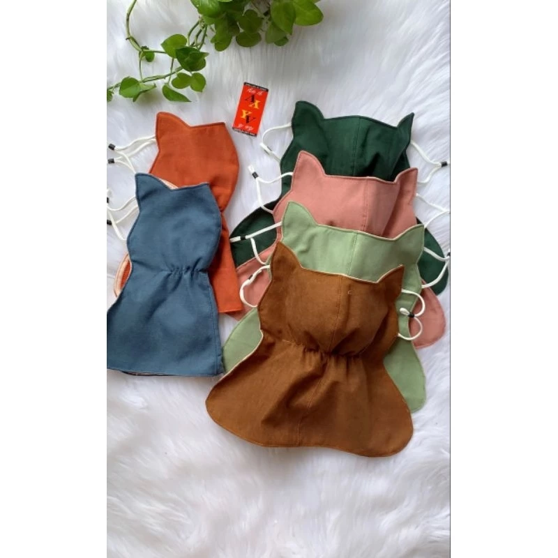 Khẩu trang yếm vải nhung mịn 3 lớp dầy đẹp che cổ che thái dương