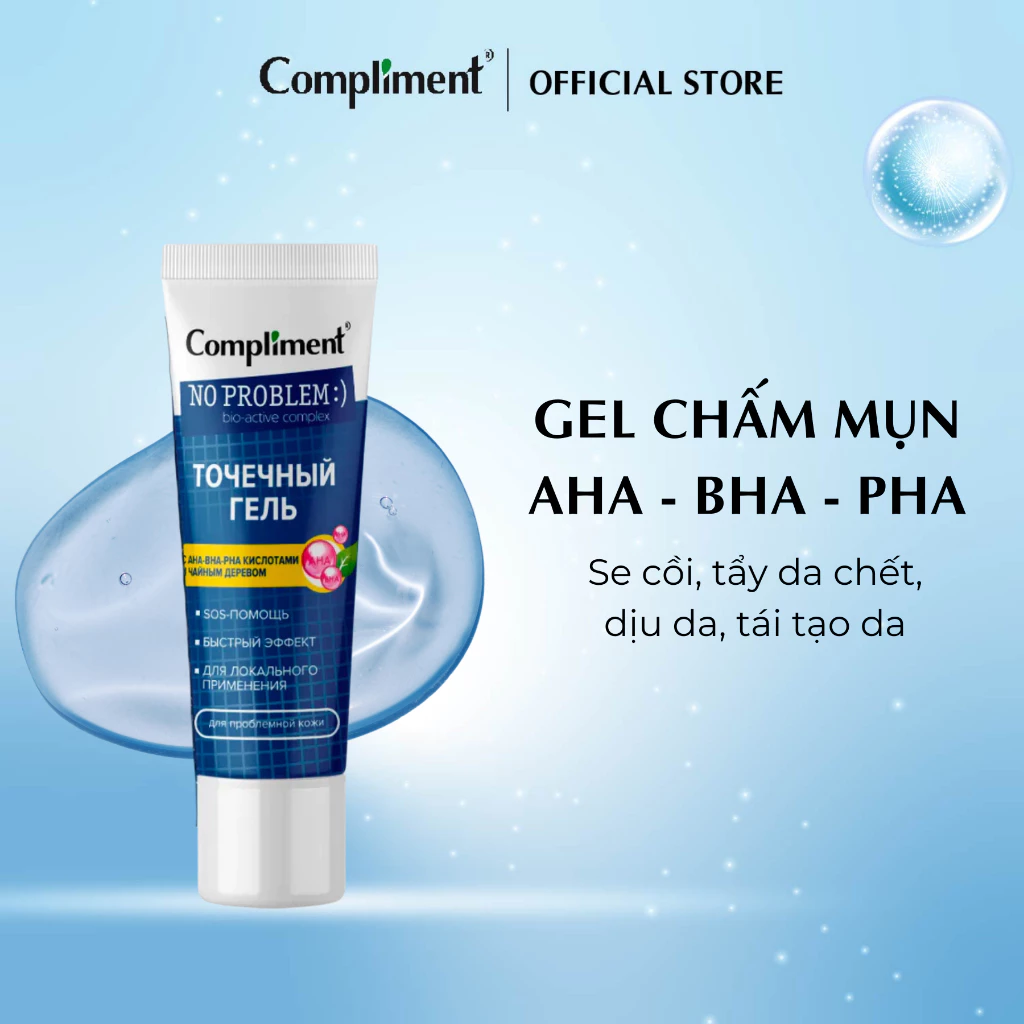 Gel chấm mụn Compliment No Problem AHA-BHA-PHA và cây trà 25ml