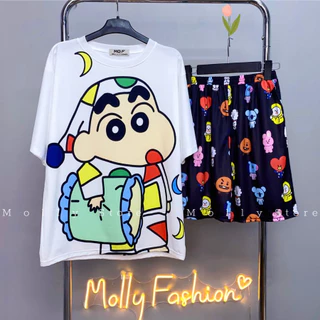 Set đồ bộ hoạt hình ❤️ Bộ mặc nhà Cartoon SHIN ĐỒ NGỦ form rộng Unisex nam nữ Molly Store