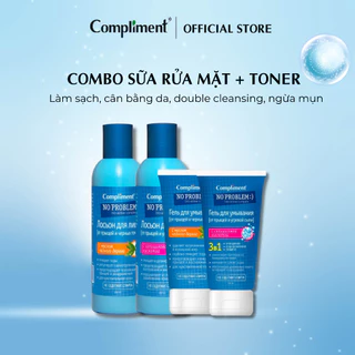 Combo Toner + Sữa rửa mặt Compliment No Problem giúp làm sạch sâu, kiềm dầu, mờ thâm 200ml/chai