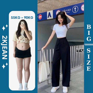 Quần ống suông nữ kaki Bigsize 55kg-90kg kiểu suông lưng cao MS106 thời trang cao cấp 2KJean