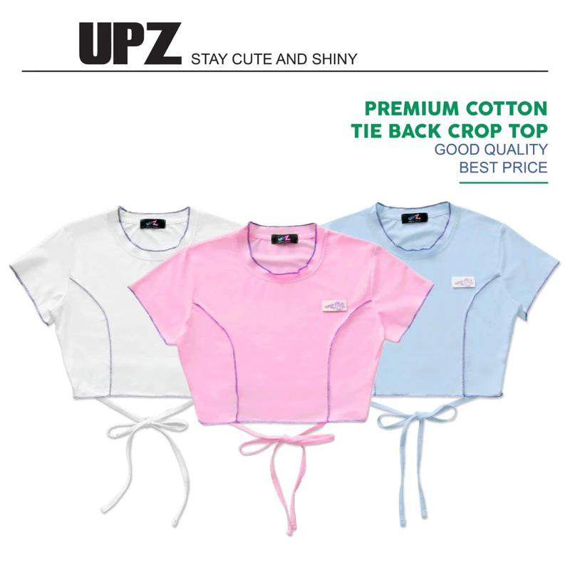 UPZ Áo Thun Croptop Cột Dây Lưng (3 Màu)