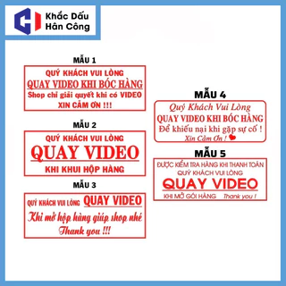 Con dấu quay video trước khi mở hàng, 2 màu, Kích thước 22x58mm T414