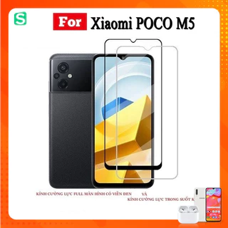 Kính cường lực Xiaomi Poco M5 Full màn hình có viền đen , Kính 2.5D trong suốt không full màn