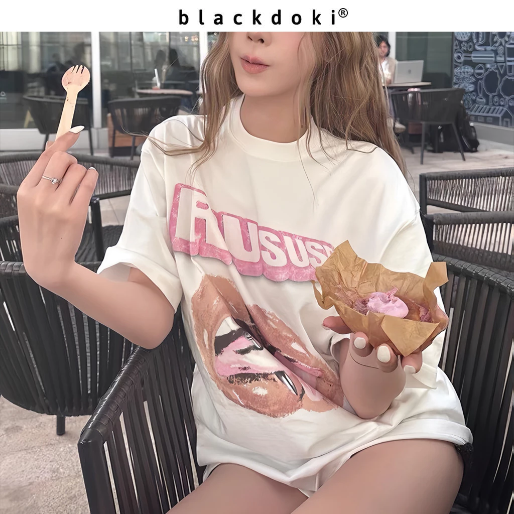Áo thun nữ BLACKDOKI-RUSUME , áo phông basic hiện đại cá tính chất cotton dày dặn oversize