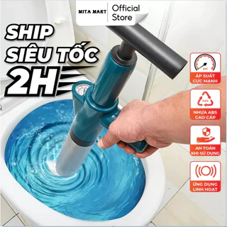 Súng thông tắc cống bồn cầu,bồn rửa chén đa năng bằng áp suất khí nén 8kg kim đồng hồ đo hơi đánh bay mọi vật cản