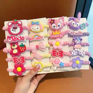 Set 5 Dây Buộc Tóc Co Giãn Cao Hình Gấu Dâu Lotso/Thỏ Stella Lou/ Cáo LinaBell... Dễ Thương