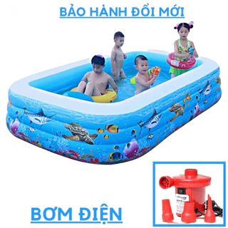 [ BẢO HÀNH 12 THÁNG ] BỂ BƠI CHO BÉ, BỂ BƠI GIA ĐÌNH 1M8 3 TẦNG KÈM BƠM ĐIỆN