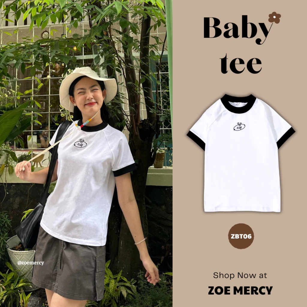 🍊 Áo thun BABY TEE cổ bo tròn ZM FLOWER - ZOE MERCY | Tshirt (ZBT10)