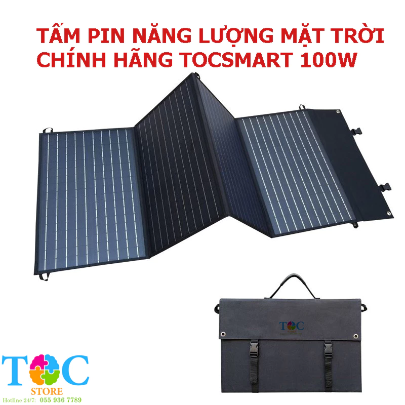 Tấm Pin Năng Lượng Mặt Trời Gấp Gọn Mono 100W 18V CHÍNH HÃNG Tocsmart SP100