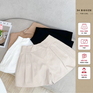 Quần short bigsize kaki 34QS004, quần đùi nữ bigsize form xòe, ống rộng thoải mái đi chơi, đi dạo