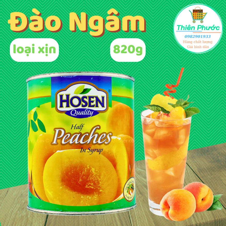 Đào ngâm Hosen 825g (tem nhãn mới xem hình số 2 3)